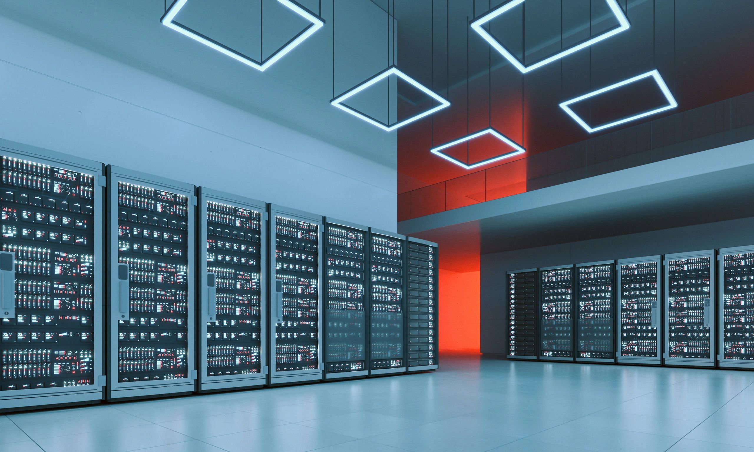 Server racks in a modern data center