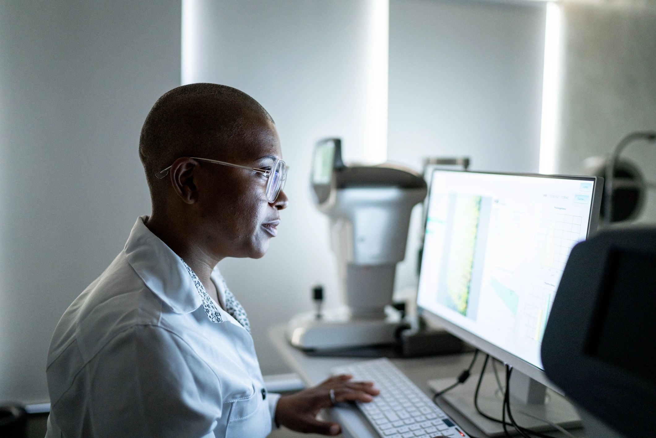 Doctor reviewing results on a computer monitor