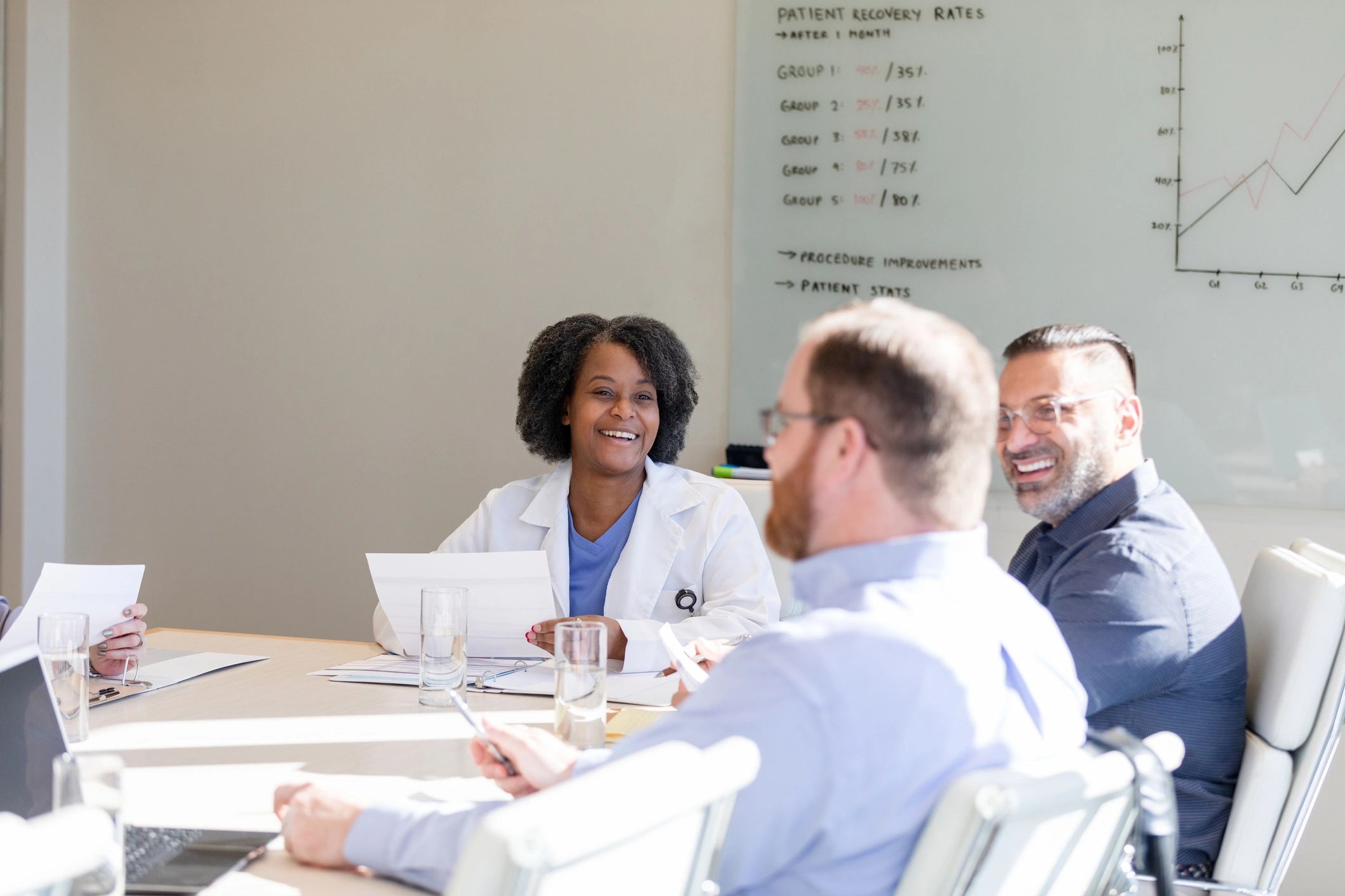 Surgeon listening during a meeting