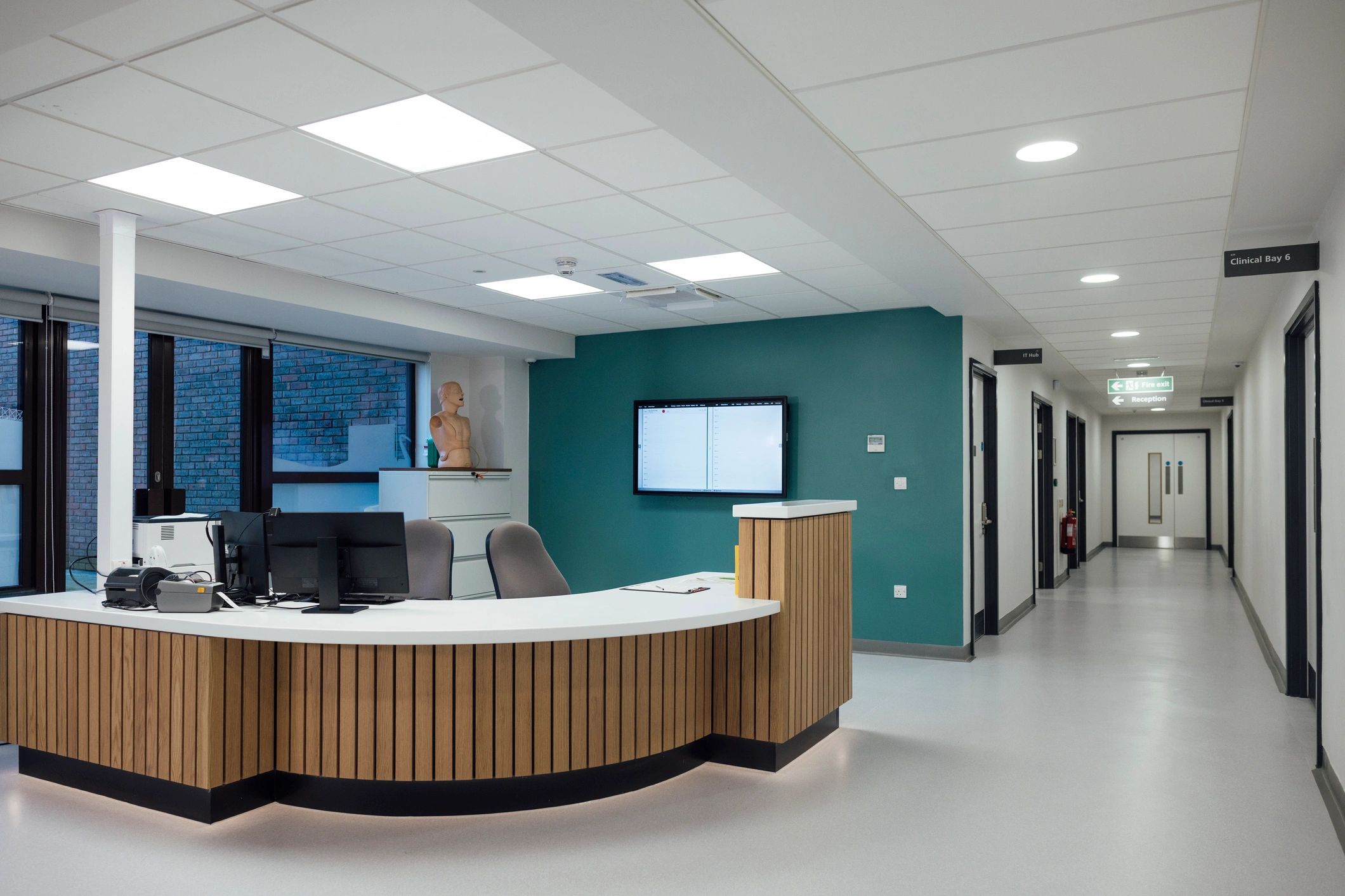Clinic reception area with check-in desk
