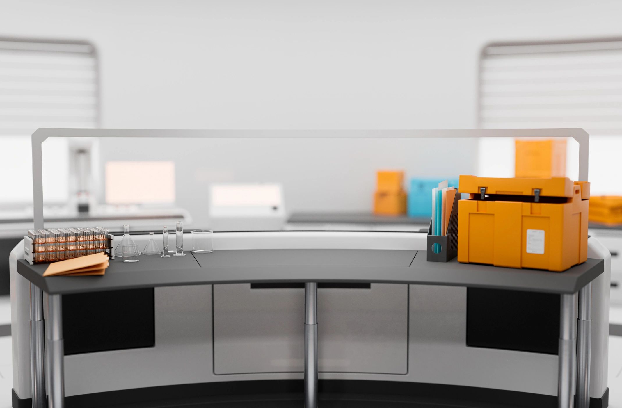 Work desk in a laboratory representing technical operations